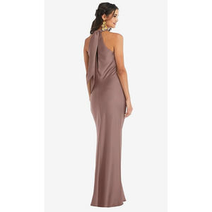 NEW Lovely Size XS Draped Twist Halter Tie Back Gown Sienna $231 msrp I24-10